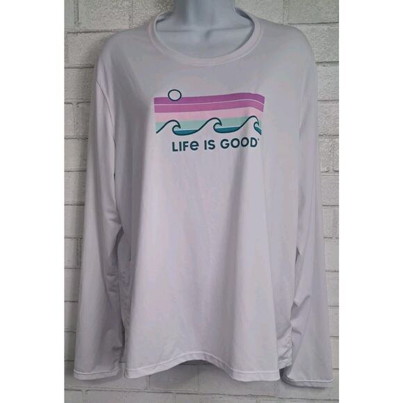 Life is Good Active Long Sleeve Tee Shirt Women's Size XL White Athletic Graphic - Picture 1 of 5